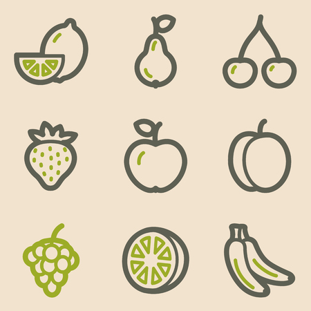 Fruits web icons, vintage seriesのイラスト素材