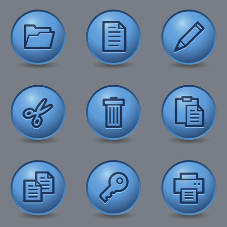 Document web icons, circle blue buttonsのイラスト素材