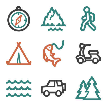 Travel web icons, contour seriesのイラスト素材