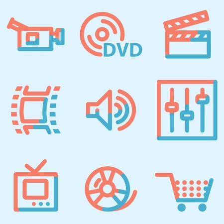 Video icons set, signs for infographics, web, presentationの写真素材