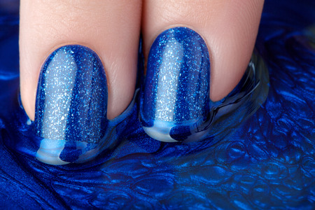 Beautiful blue nails.の写真素材
