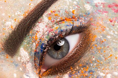Colorful and stylish make-up eyes close upの写真素材