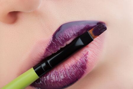 Red gloss lips.の写真素材
