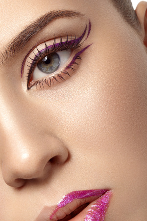 Very beautiful face of a girl with well-groomed skin.の写真素材