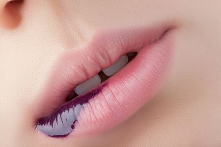 Red gloss lips.の写真素材