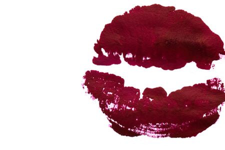 Purple lips on a white background close-up.の写真素材