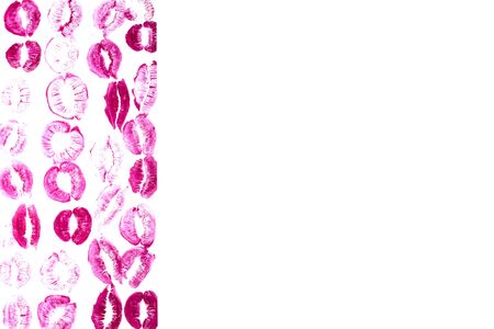 Purple lips on a white background close-up.の写真素材