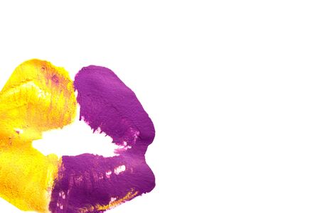 Beautiful yellow purple lips closeup.の写真素材