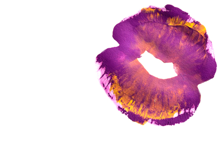 Beautiful yellow purple lips closeup.の写真素材