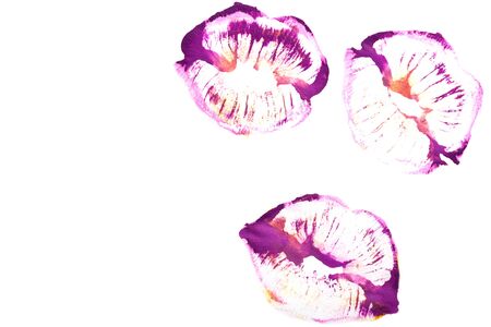 Beautiful yellow purple lips closeup.の写真素材