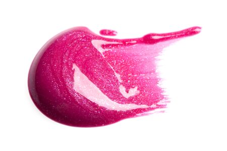 Beautiful pink lip gloss on a white backgroundの写真素材