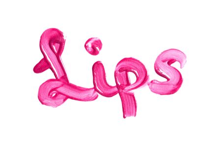 Beautiful pink lip gloss on a white backgroundの写真素材