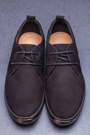 Beautiful black suede shoes. To advertise shoes.の写真素材