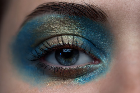 Natural make-up eyes close-up with the band.の写真素材