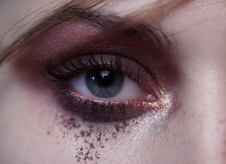 Colorful eye makeup closeup.