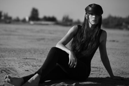 A girl in a trendy and stylish hat.の写真素材