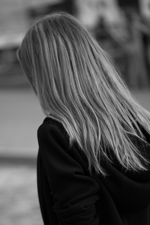 Creative fashion photo of a girl model in designer clothesの写真素材