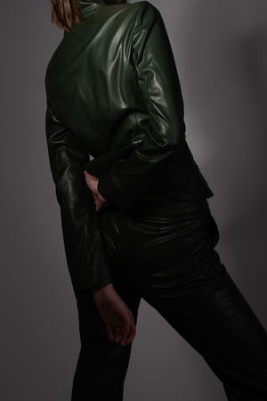 Creative fashion photo of a girl model in designer clothesの写真素材