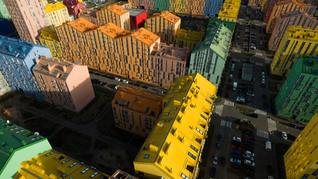Beautiful colorful houses in Ukraineの写真素材