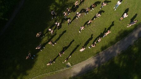 Aerial photography of people doing sportsの写真素材