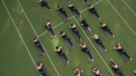 Aerial photography of people doing sportsの写真素材
