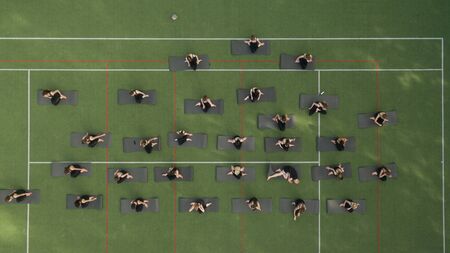 Aerial photography of people doing sportsの写真素材