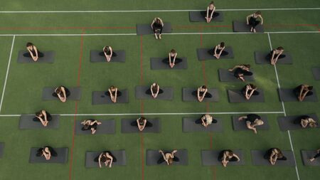 Aerial photography of people doing sportsの写真素材