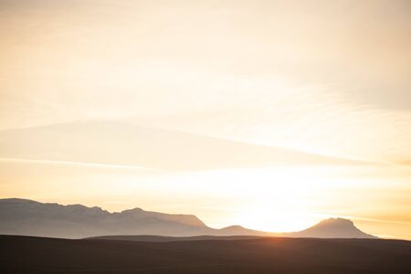 Golden sunset in the mountains of the Caucasus.の写真素材