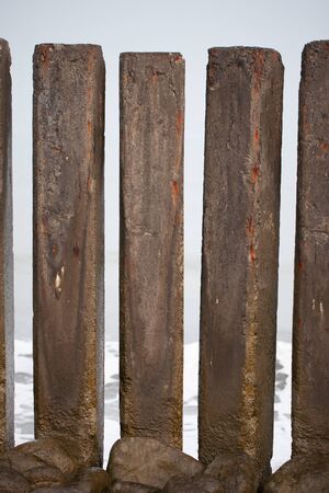 View of the Black Sea through concrete pillars.の写真素材