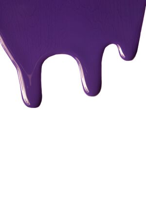 Purple dripped nail polish on a white background.の写真素材
