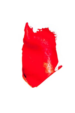 Beautiful photo of red lipstick, texture of red lipstick on a white background.の写真素材