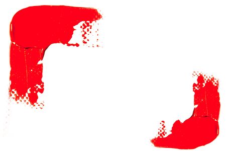 Beautiful photo of red lipstick, texture of red lipstick on a white background close-up.の写真素材