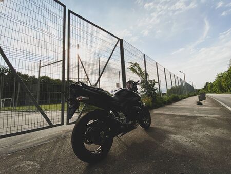 Road black motorcycle on the road.の写真素材
