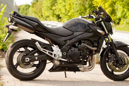 Road black motorcycle on the road.の写真素材