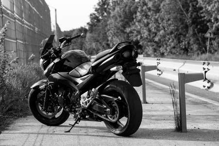 Road black motorcycle on the road.の写真素材