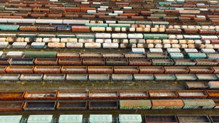 A beautiful view from a height in the fall at sunset of the carriages.のeditorial素材