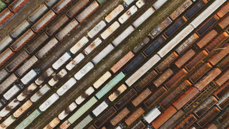 A beautiful view from a height in the fall at sunset of the carriages.のeditorial素材