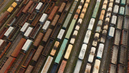 A beautiful view from a height in the fall at sunset of the carriages.のeditorial素材