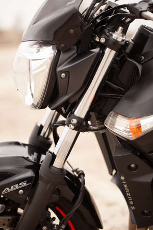 UKRAINE, KIEV - JULY 22, 2021: Suzuki GSR600 sport black motorcycle in desert.のeditorial素材
