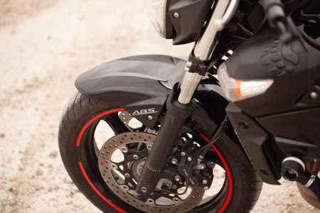 UKRAINE, KIEV - JULY 22, 2021: Suzuki GSR600 sport black motorcycle in desert.のeditorial素材