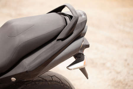 UKRAINE, KIEV - JULY 22, 2021: Suzuki GSR600 sport black motorcycle in desert.のeditorial素材