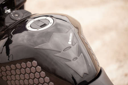 UKRAINE, KIEV - JULY 22, 2021: Suzuki GSR600 sport black motorcycle in desert.のeditorial素材