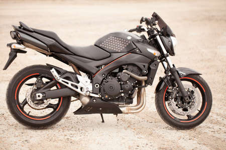 UKRAINE, KIEV - JULY 22, 2021: Suzuki GSR600 sport black motorcycle in desert.のeditorial素材