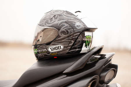 UKRAINE, KIEV - JULY 22, 2021: Suzuki GSR600 sport black motorcycle in desert.のeditorial素材