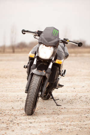 UKRAINE, KIEV - JULY 22, 2021: Suzuki GSR600 sport black motorcycle in desert.のeditorial素材