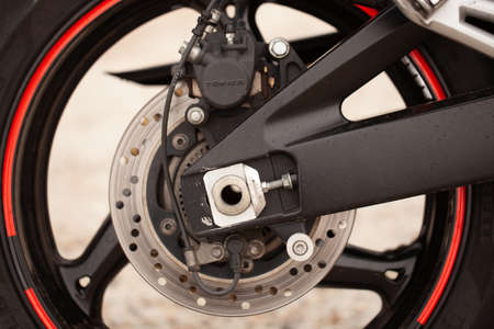 UKRAINE, KIEV - JULY 22, 2021: Suzuki GSR600 sport black motorcycle in desert.のeditorial素材