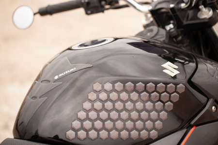 UKRAINE, KIEV - JULY 22, 2021: Suzuki GSR600 sport black motorcycle in desert.のeditorial素材