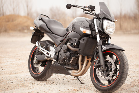 UKRAINE, KIEV - JULY 22, 2021: Suzuki GSR600 sport black motorcycle in desert.のeditorial素材