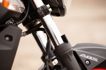 UKRAINE, KIEV - JULY 22, 2021: Suzuki GSR600 sport black motorcycle in desert.のeditorial素材