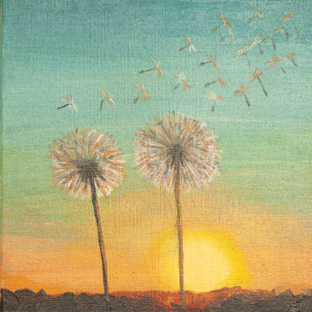 Painting beautiful flowers on a plain background.の写真素材